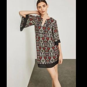 BCBG MAXAZRIA Tati Embroidered peasant blouse tunic kaftan mini dress boho XS